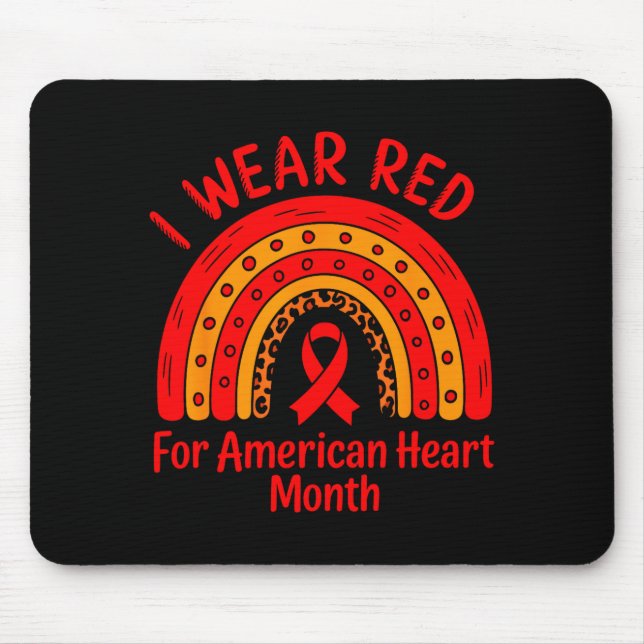 American Heart Disease Awareness Month Ribbon Red  Mouse Pad (Front)