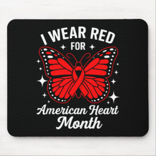 American Heart Disease Awareness Month Ribbon Red  Mouse Pad