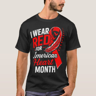 American Heart Disease Awareness Month Ribbon Red  T-Shirt