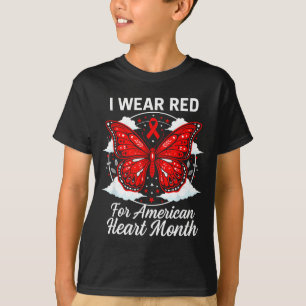 American Heart Disease Awareness Month Ribbon Red  T-Shirt