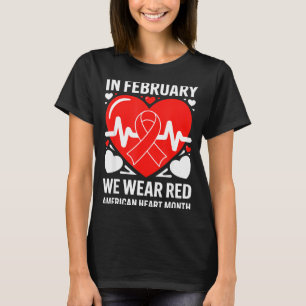 American Heart Disease Awareness Month Ribbon Red T-Shirt