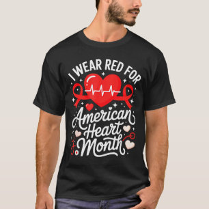 American Heart Disease Awareness Month Ribbon Red T-Shirt