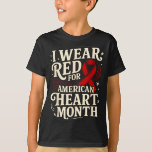 American Heart Disease Awareness Month Ribbon Red  T-Shirt