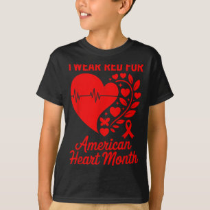 American Heart Disease Awareness Month Ribbon Red  T-Shirt