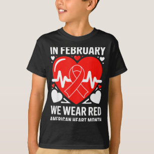 American Heart Disease Awareness Month Ribbon Red  T-Shirt