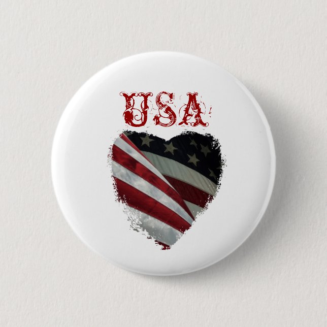 American Heart Flag 2 Inch Round Button (Front)