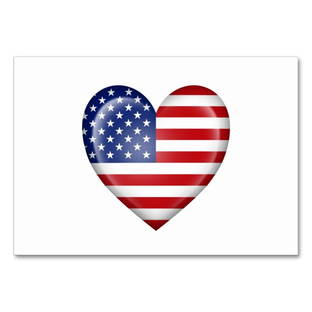 American Heart Flag on White Table Number (Front)
