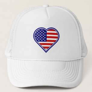 American Heart Shape USA Flag Mesh Casquette