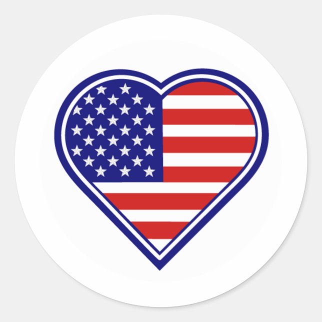 American Heart Shape USA Flag Sticker (Front)
