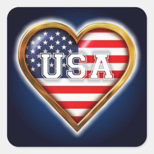 American Heart Square Sticker