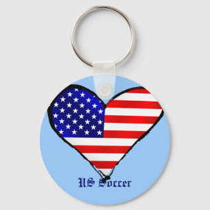 American heart USA Soccer lover US soccer gifts Keychain