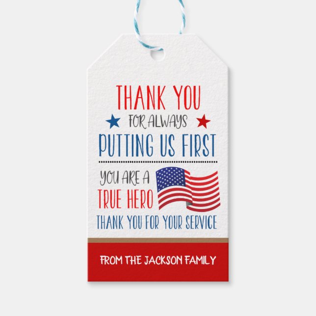 American Hero Appreciation Gift Tag (Front)