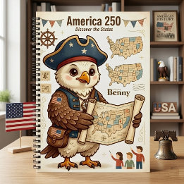 American History Explorer Patriotic Eagle USA 250 Notebook