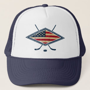 American Hockey Flag Logo Trucker Hat