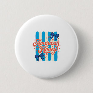 American Honey Patriotic Bow Vintage Shirt Design_ 2 Inch Round Button