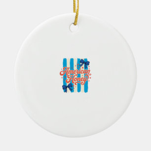 American Honey Patriotic Bow Vintage Shirt Design_ Ceramic Ornament