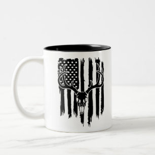 American Hunting Flag Deer Skull Coffee Mug