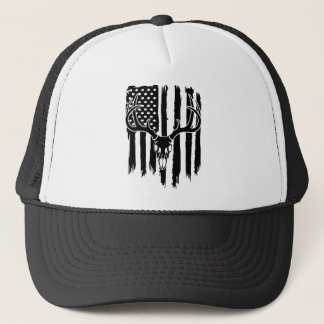 American Hunting Flag Deer Skull Trucker Hat