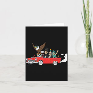 American Icons Riding Classic Car 4th of July Card