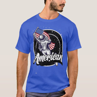 American in Space Astronaut American Flag Patrioti T-Shirt