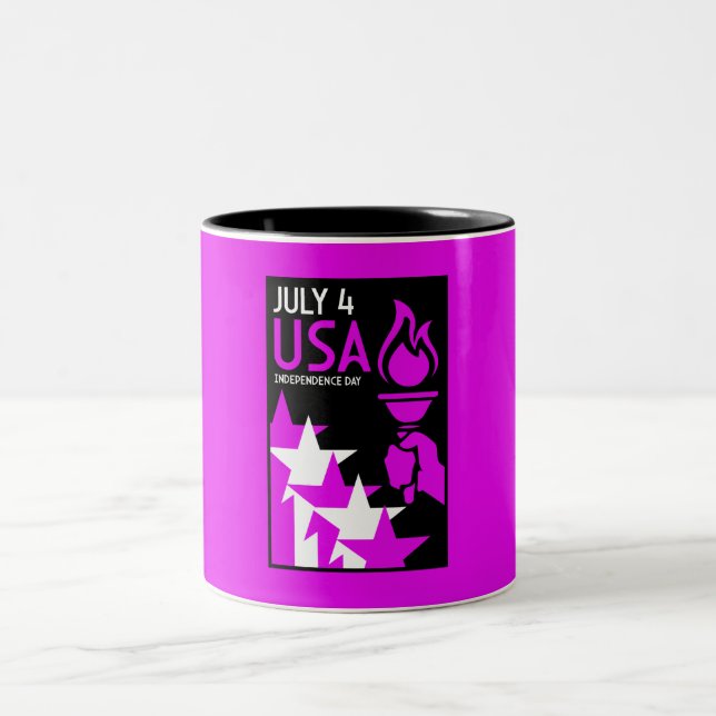 American Independance Day Two-Tone Coffee Mug (Center)