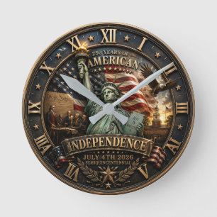 American Independence 250 Years July 4th 2026  Round Clock