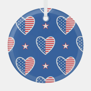 American Independence: Patriotic Vintage Pattern Glass Ornament