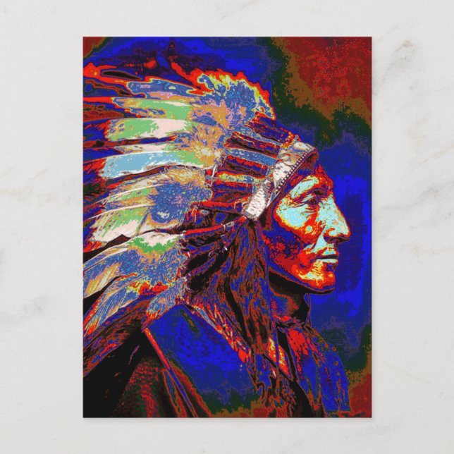 American Indian Chief Graphic Portrait Postcard (Front)
