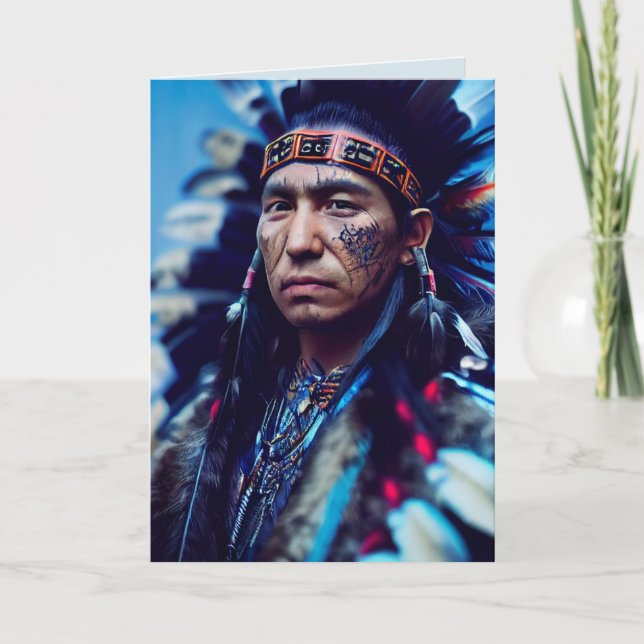 AMERICAN INDIAN CHIEF PHOTO BIRTHDAY BIG CARDS (Front)