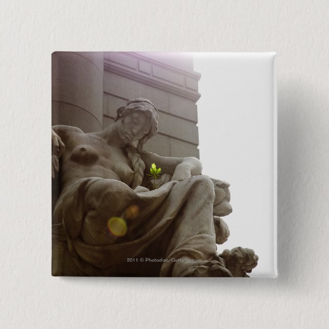 American Indian National Museum Statue 2 Inch Square Button (Front)