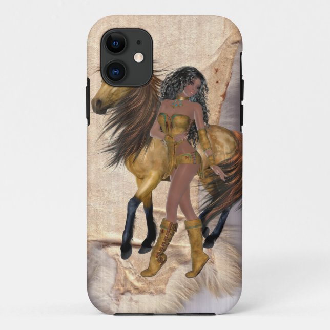 American Indian Princess and Horse Case-Mate iPhone Case (Back)