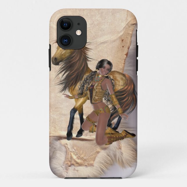 American Indian Princess and Horse Case-Mate iPhone Case (Back)