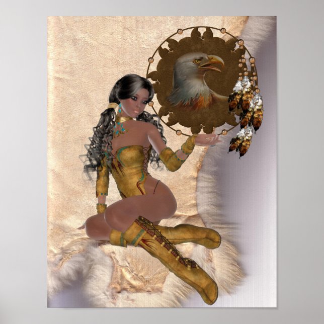 American Indian Princess Eagle Mandala Poster (Front)
