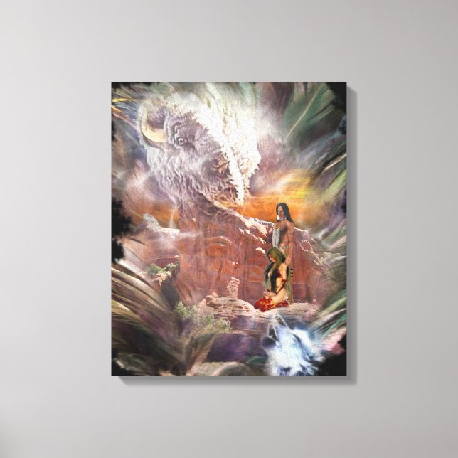 American Indian Wedding Night Vignette Wrapped Can Canvas Print (Front)