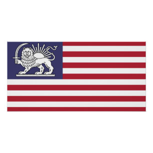American Iranian Lion and Sun Heritage Flag Poster