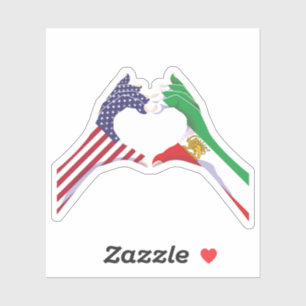 American Iranian Unity Heart with Lion and Sun