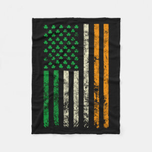 American Ireland Flag Shamrock Irish Patricks Day Fleece Blanket