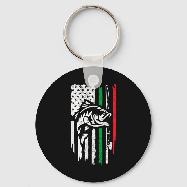 American Italian B Fishing Flag For Fisherman Ital Keychain (Front)