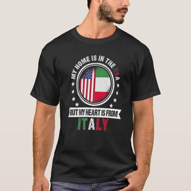 American Italian Flag Heart from Italy American Pa T-Shirt (Front)
