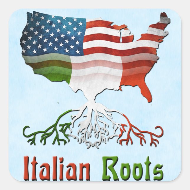 American Italian Roots   Square Sticker (Front)