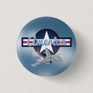 American Jet Fighter 1 Inch Round Button