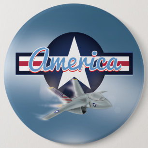 American Jet Fighter 6 Inch Round Button