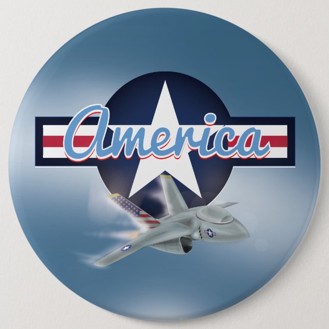 American Jet Fighter 6 Inch Round Button (Front)