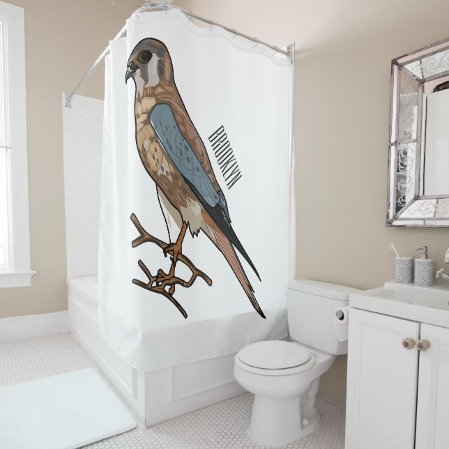 American kestrel bird cartoon illustration  (In Situ)