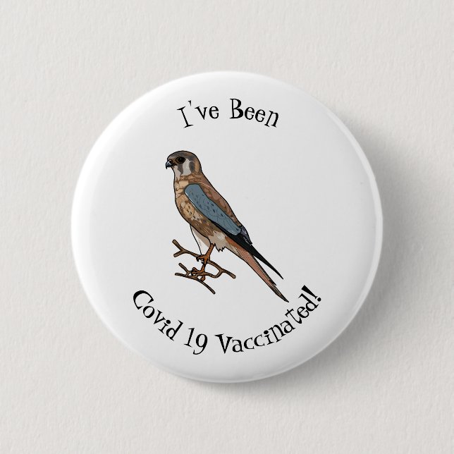 American kestrel bird cartoon illustration 2 inch round button (Front)