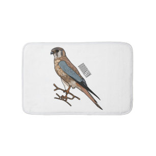 American kestrel bird cartoon illustration  bath mat