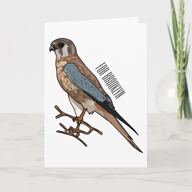American kestrel bird cartoon illustration  card (Front)