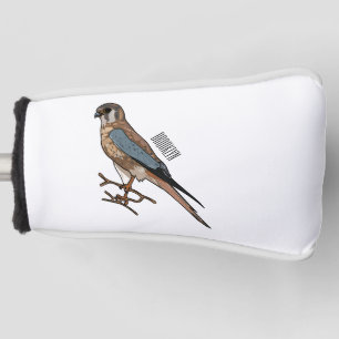 American kestrel bird cartoon illustration  golf head cover