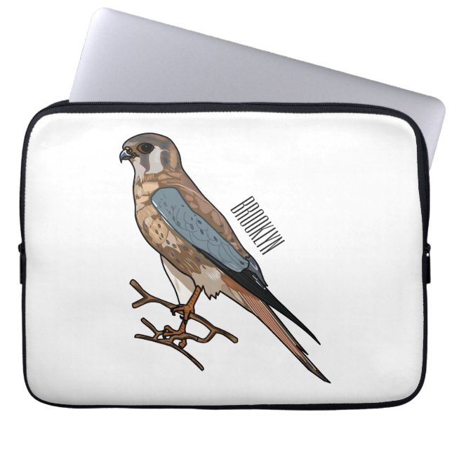 American kestrel bird cartoon illustration  laptop sleeve (Front)