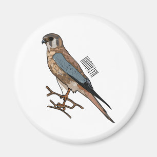 American kestrel bird cartoon illustration magnet